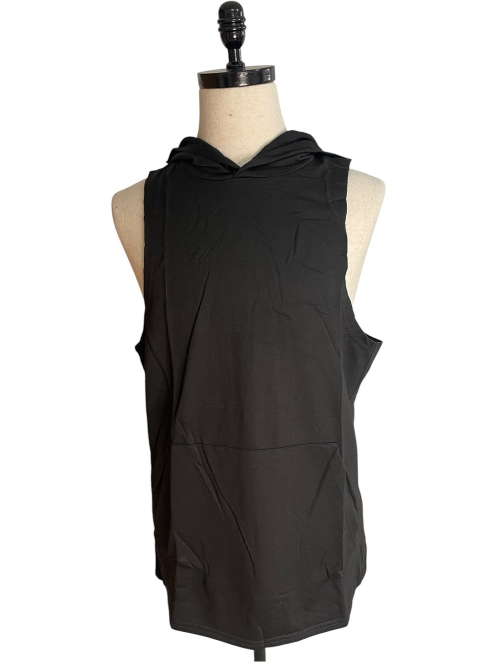 Coofandy Sleeveless Hooded Tank Top Black